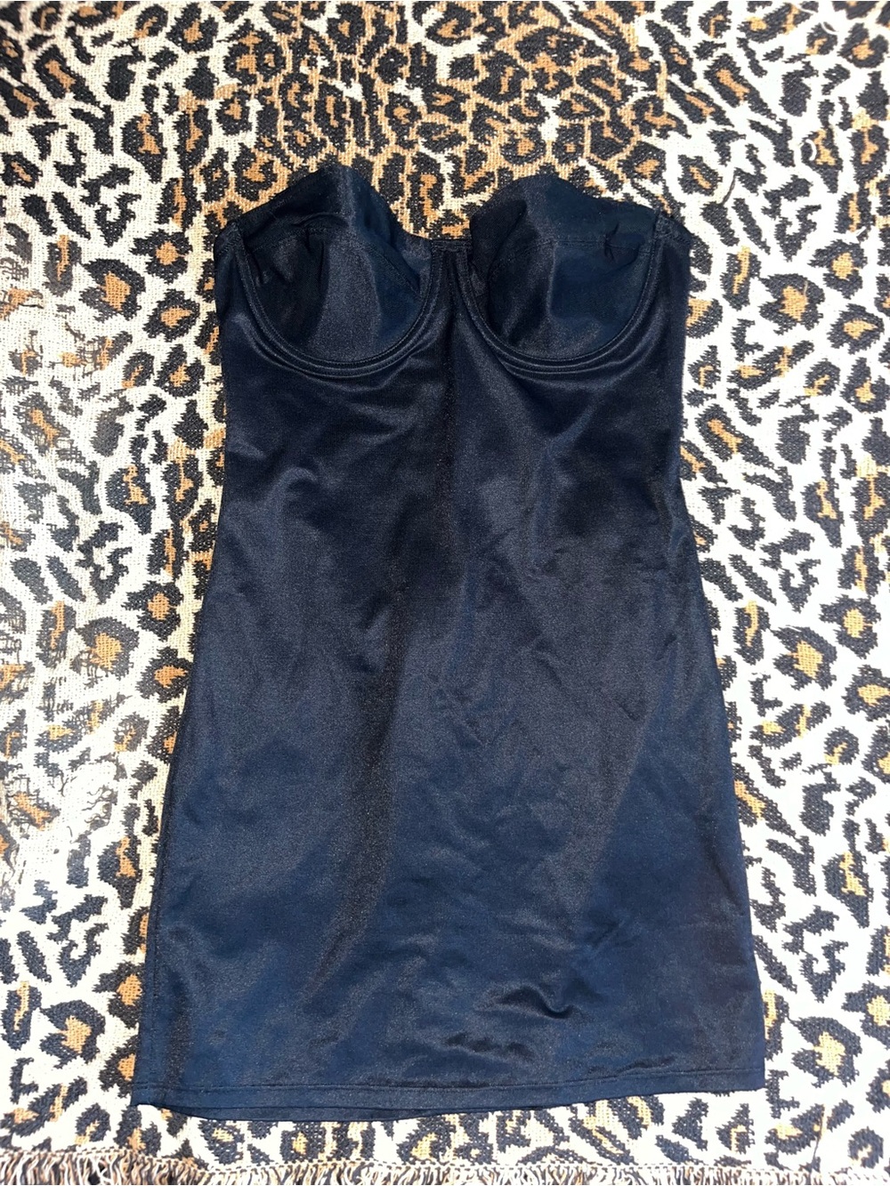 Strapless Black Bodycon Slip Dress